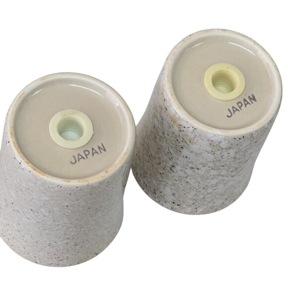 Vintage Ceramic Salt & Pepper Shakers Japan Granite Look Speckled Tan & White - Picture 4 of 5